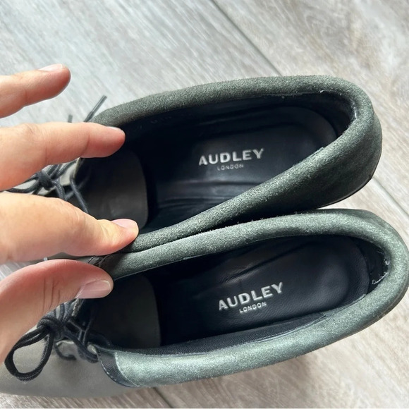 Audley London Smooth Leather Suede Mixed Fold Down Lace Up Ankle Boots - Picture 7 of 16